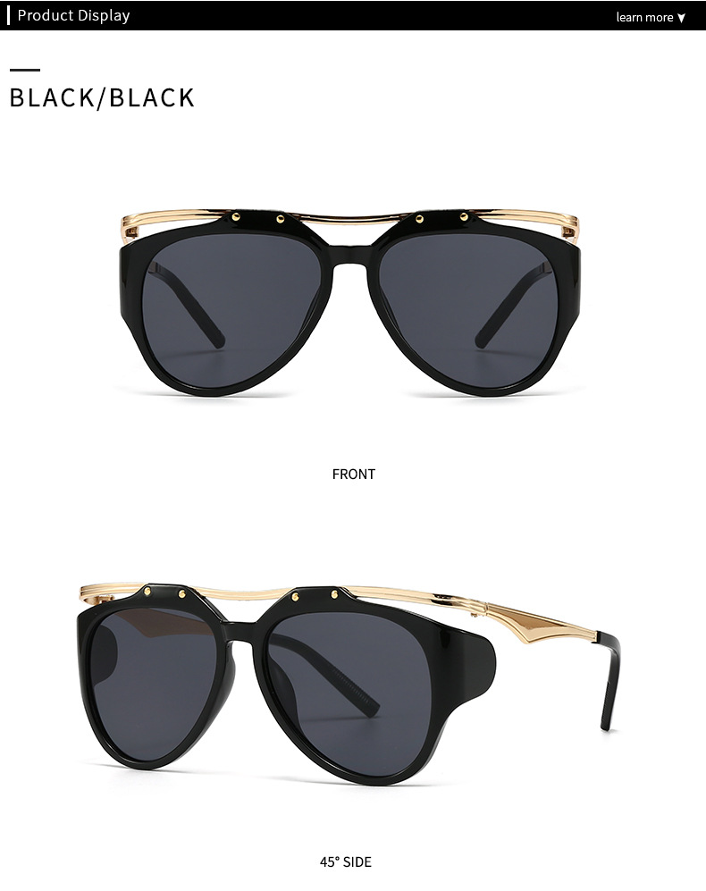 Commercio estero Esplosioni transfrontaliere Occhiali da sole Fotografia di strada europea e americana Ins Internet Modello rosso Occhiali da sole geometrici in metallo Donna LH16_voghion.com