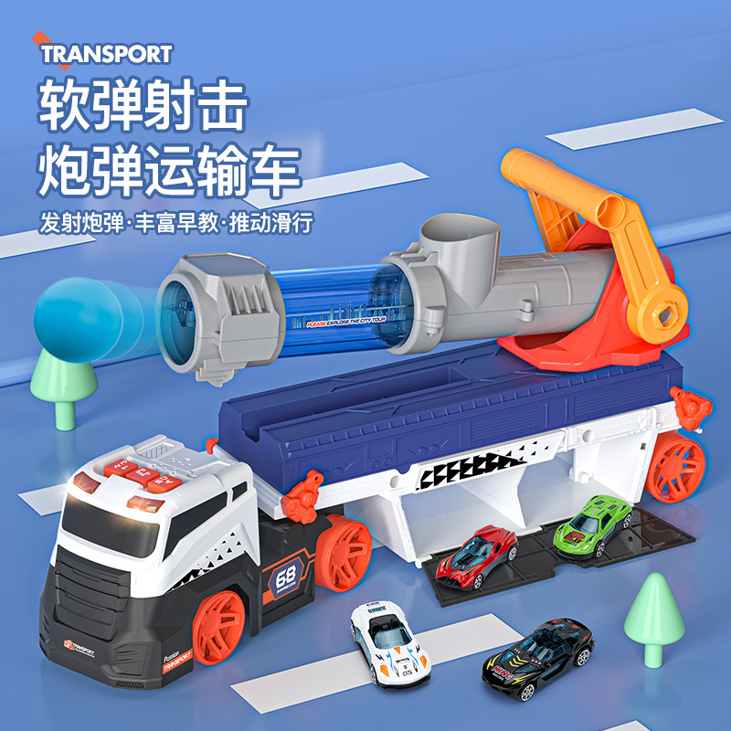 Cross-Border Children's Urban Ejection Cannon Transport Vehicle Boy Toy Launches Missiles and Transforms into a Track Storage Large Truck