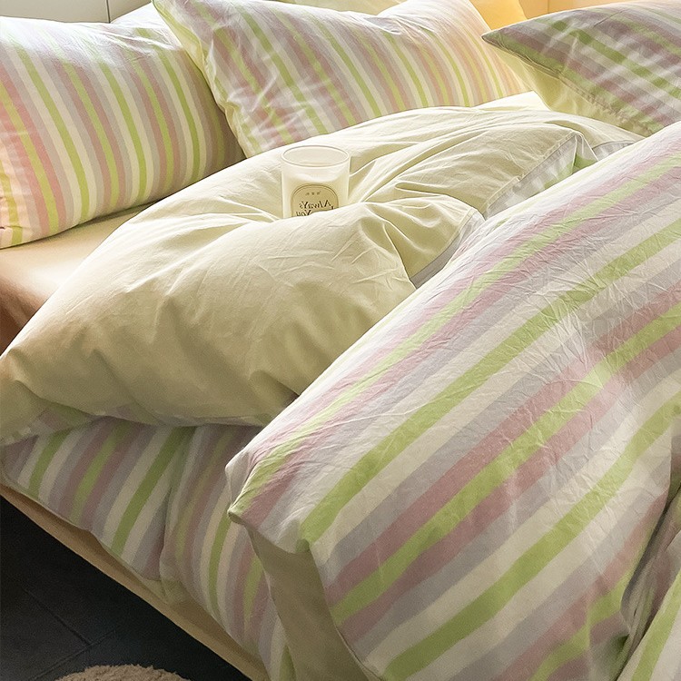 Juego de cuatro piezas de algodón 100 cama de dormitorio de algodón de tres piezas sábanas, edredón, funda de edredón, funda de edredón, cama individual para niños 4