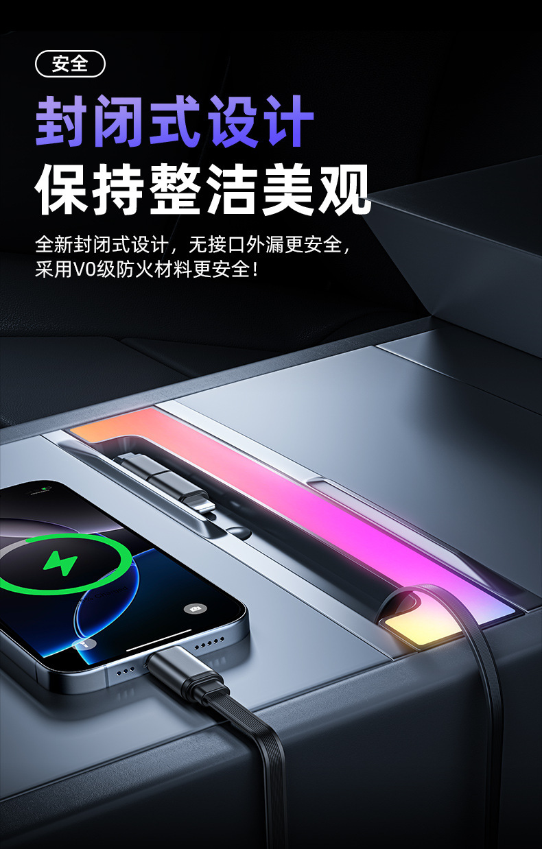2025 Suitable for Tesla Docking Station Rainbow Ambient Light 120W Fast Charging Car Charger Dock Colorful