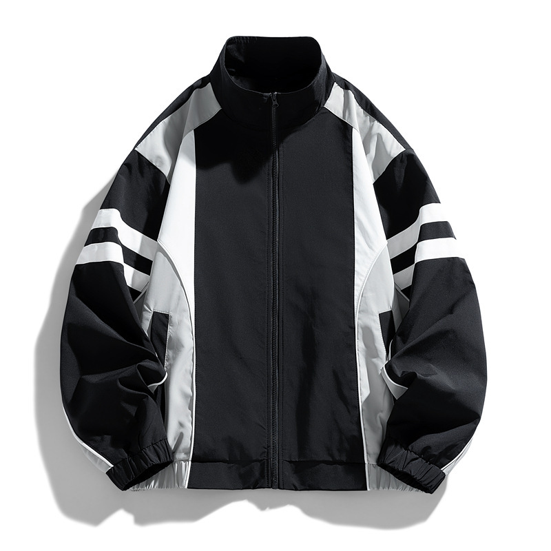 2025 New Men's Waterproof Jacket Spring and Autum Loose Couple Style Casual Color Matching Stand Collar Workwear Waterproof Men's 2025 New Men's Waterproof Jacket Spring and Autum Loose Couple Style Casual Color Matching Stand Collar Workwear Waterproof Men's