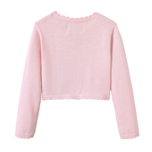 Korean Version Girls Embroidered One-Pin Collar Shawl for Children and Infants Knit Cardigan Jacket Baby Summer Thin Model