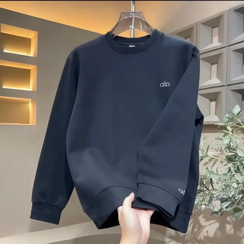 Autumn and Winter Velvet Warm Letter Printed Round Neck Sweatshirt for Men, High-End Simple Loose Versatile Long-Sleeved Casual Bottoming Shirt Autumn and Winter Velvet Warm Letter Printed Round Neck Sweatshirt for Men, High-End Simple Loose Versatile Long-Sleeved Casual Bottoming Shirt