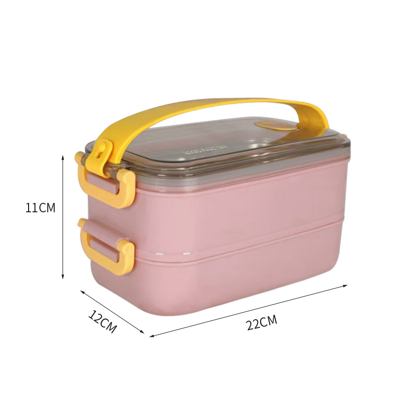 INS doble 304 de acero inoxidable aislado lonchera trabajador de oficina estudiante compartimiento lonchera de inyección de agua caja de almuerzo para adultos