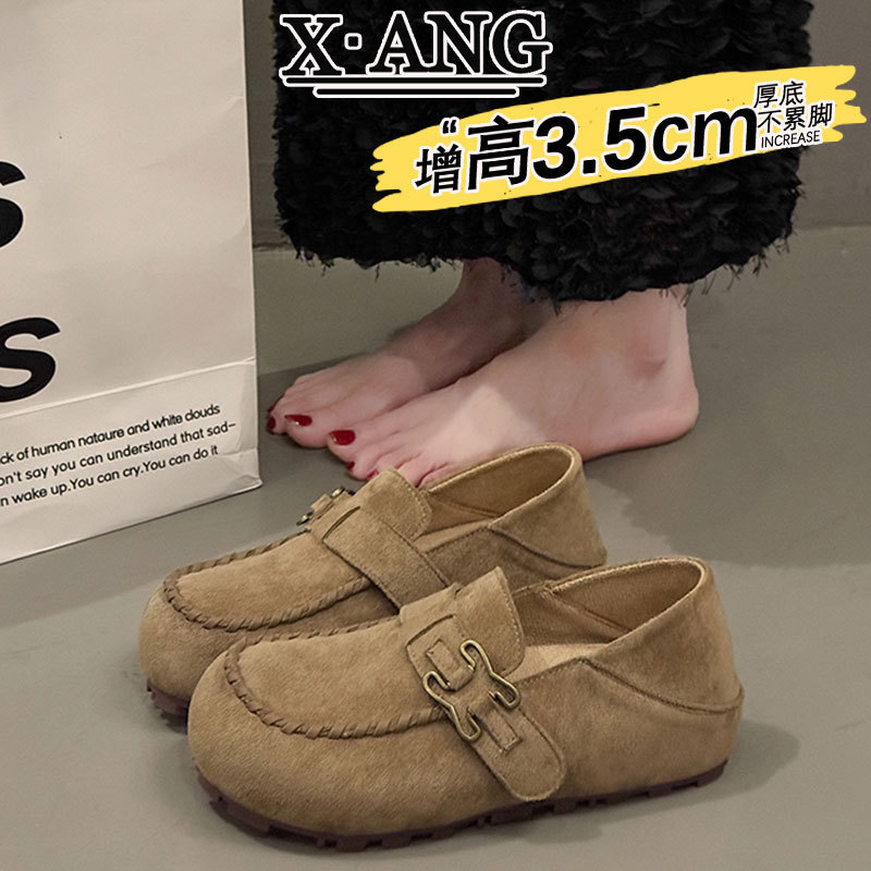 牛反绒全包内增高勃肯鞋2025新款秋季鞋子女软底不累脚一脚蹬单鞋|undefined