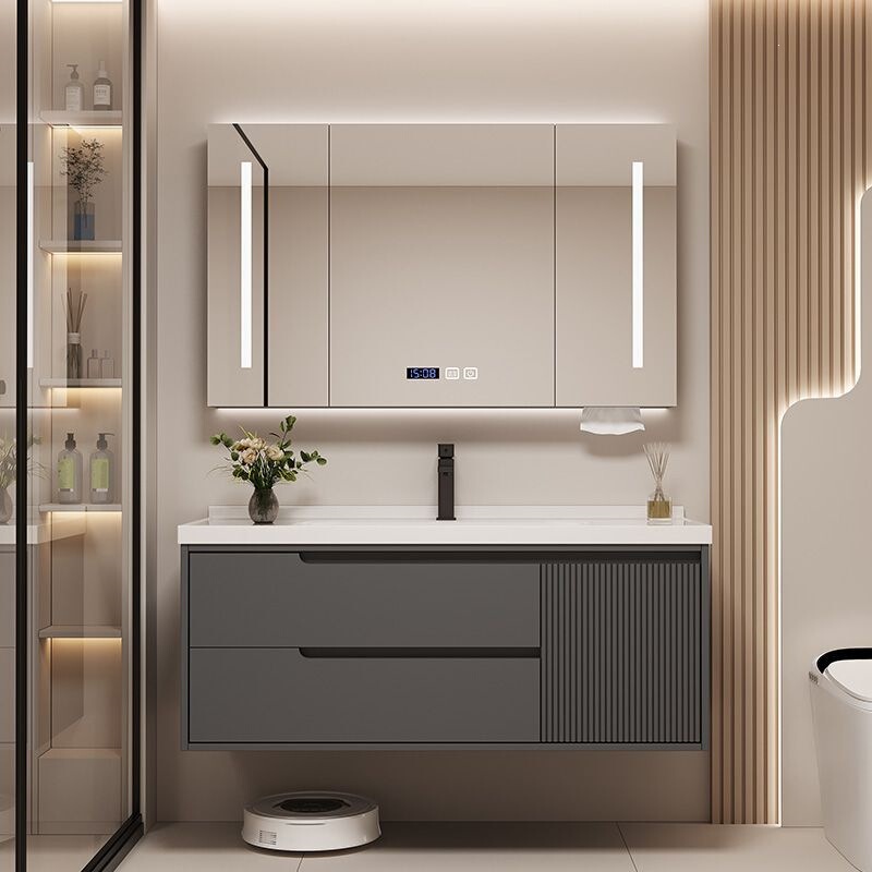 Minimalist bathroom cabinet with ceramic integrated basin, modern style bathroom cabinet, washstand, bathroom sink with integrated basin Minimalist bathroom cabinet with ceramic integrated basin, modern style bathroom cabinet, washstand, bathroom sink with integrated basin