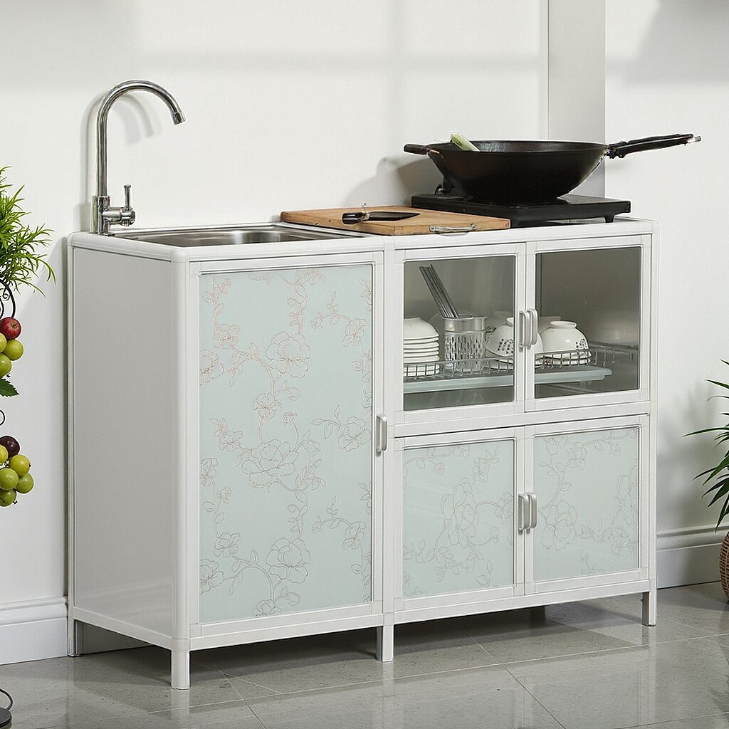 Gabinete simple Gabinete de cocina Gabinete de cocina para alquiler Gabinete de almacenamiento Gabinete de cocina doméstico Gabinete de acero inoxidable