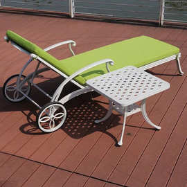 户外露台庭院花园休闲椅子午睡椅铁艺铸铝防水躺椅沙滩椅泳池躺床