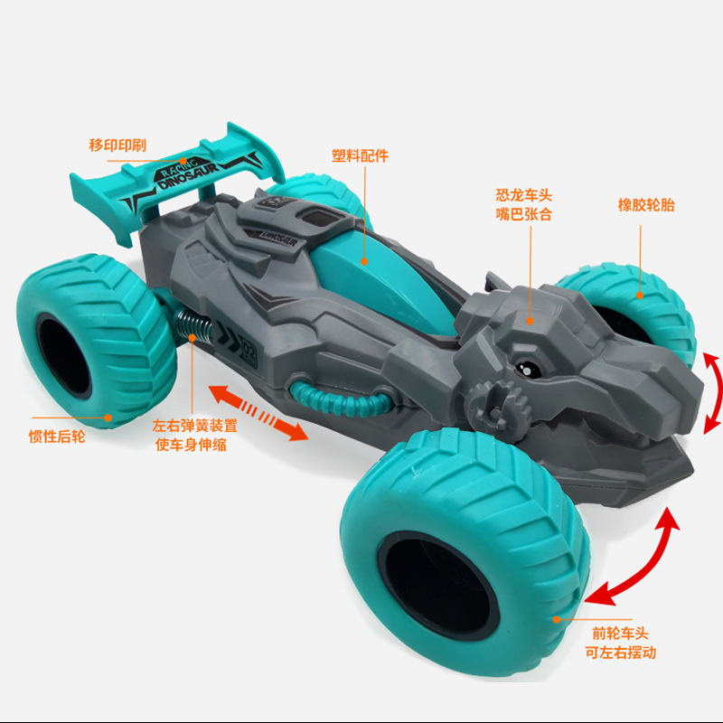 Dibujos animados para niños dinosaurio coche de inercia truco 360 modelo de juguete giratorio coche de dinosaurio juguete transfronterizo suministro al por mayor