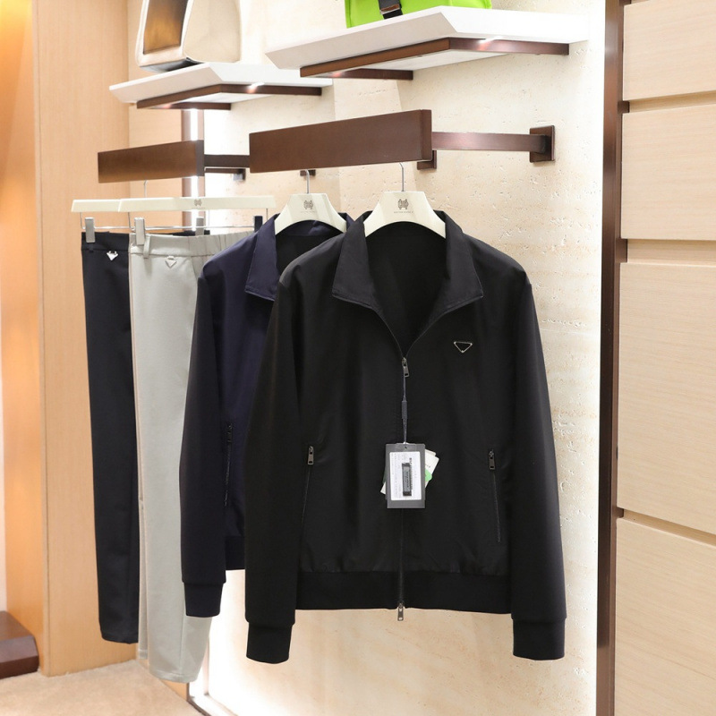Minimalist Metal Triangle Spring New Men's Glossy Nylon Tear-Resistant Stand Collar Jacket Control 148