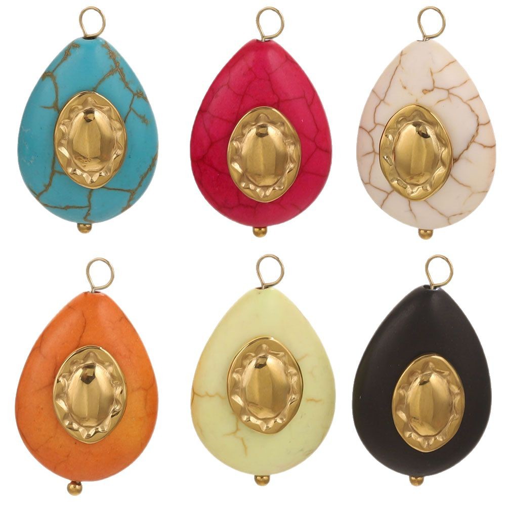 Nuevo acero inoxidable gota de piedra imitación de piedra natural agujas dobladas hechas a mano accesorios DIY accesorios al por mayor