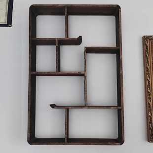 Solid Wood New Chinese Style Wall-Mounted Teapot Display Rack, Simple Modern Multi-Treasure Cabinet Partition