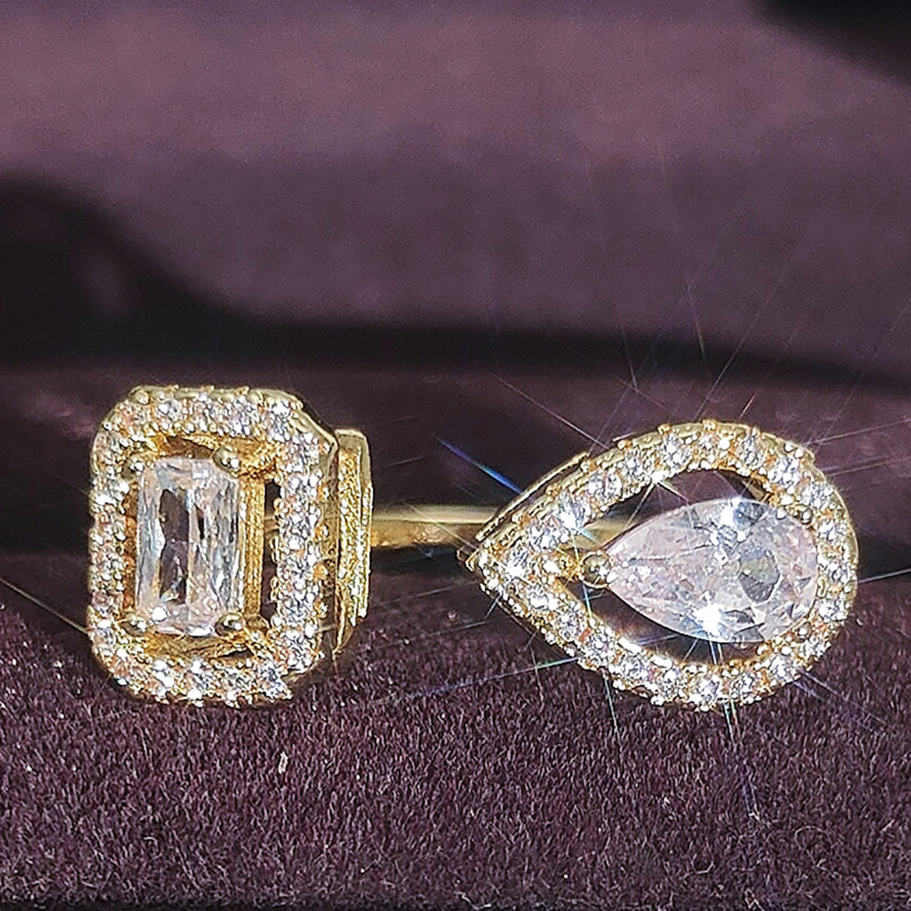 Fashion Geometric Copper Plating Zircon Open Ring 1 Piece