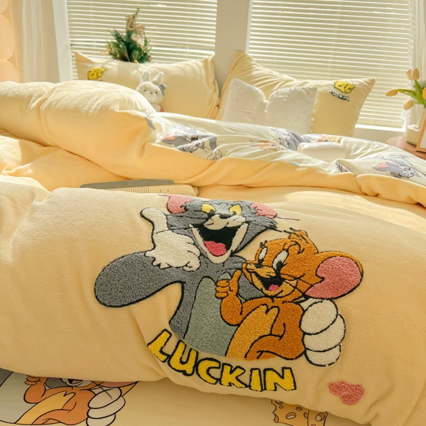 Mr. Mao and Little Mouse - Cream Yellow [High Weight Milk Velvet - Heat Storage and Warmth Keeping]