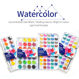 Cross-border solid watercolor powder cake suit beginner student block painting gouache paint powder cake factory wholesale