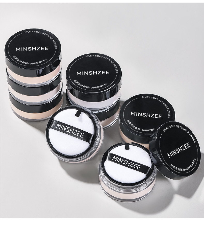 MINSHZEE Mingxi Zhi Setting Loose Powder is waterproof, sweat-proof, long-lasting concealer and loose powder compact. It is affordable for women and students for cross-border travel undefined