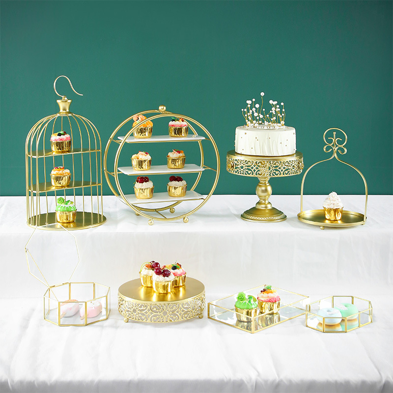 Decoración de postre europea estante de exhibición de decoración de boda bandeja de pastel de la tarde estante de refresco de té de comida fría mesa de descanso de té