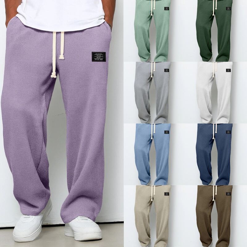 European and American Cross-Border Amazon Men's Spring and Autumn Trendy Loose Drape Straight-Leg Sweatpants Wide-Leg Sports Casual Long Pants