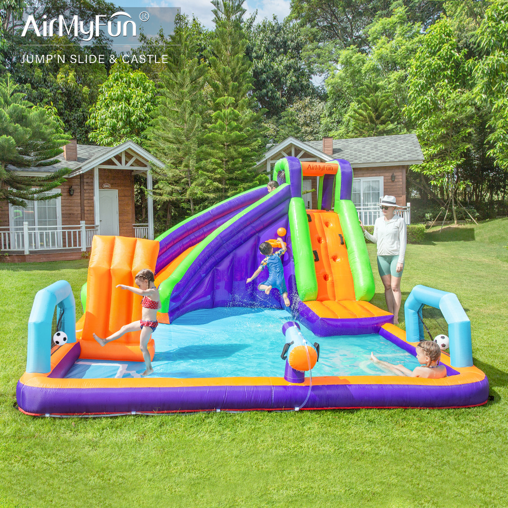 Castillo inflable AMF con rociador de agua, juguete para niños, parque infantil, tobogán de agua para el hogar, trampolín pequeño, castillo inflable para interiores