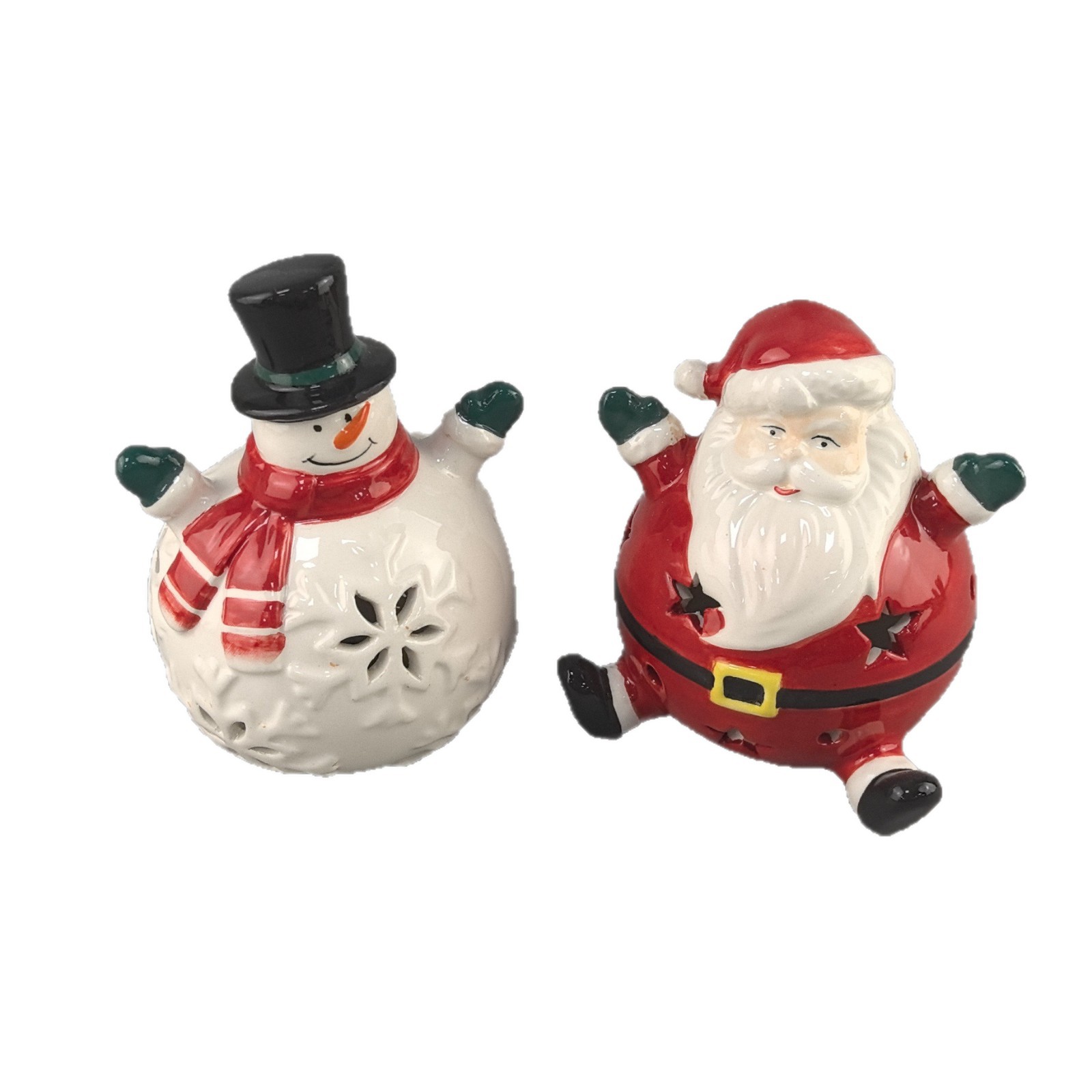 Navidad creativa transfronteriza viejo muñeco de nieve cerámica lámpara electrónica calcetines de Navidad regalo campana cerámica decoración para el hogar