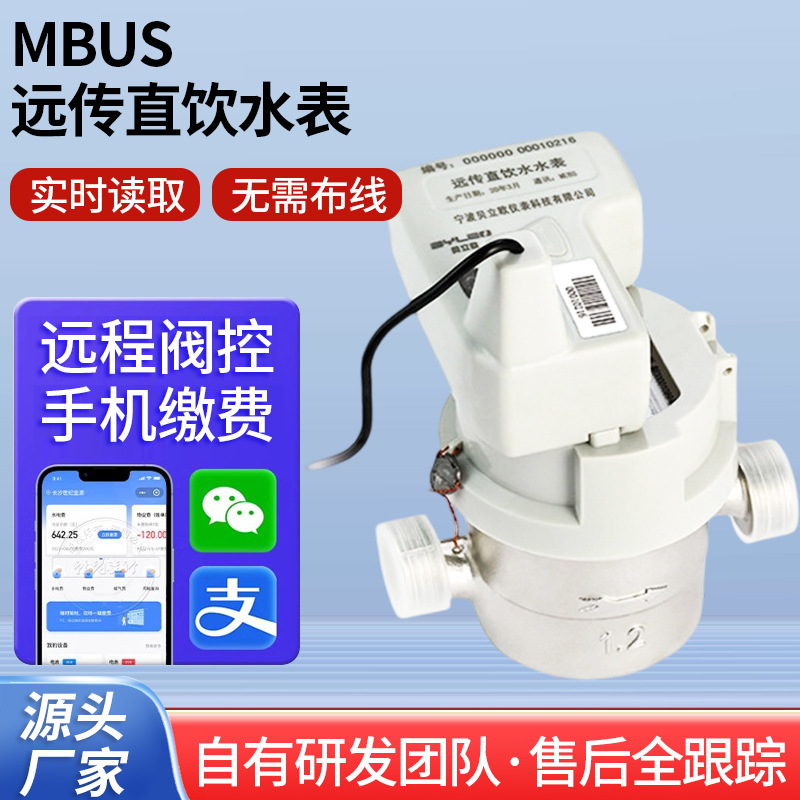 厂家供应MBUS远传直饮水表卫生级304不锈钢容积式分体式直饮水表