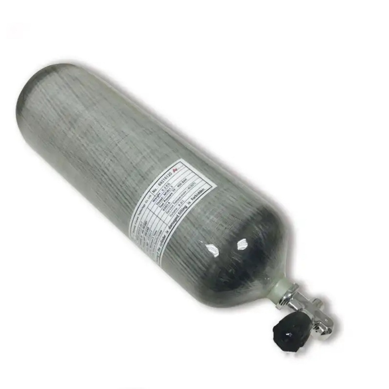 Botella de oxígeno de fibra de carbono minera respirador de almacenamiento de gas botella de alta presión ligera, alta resistencia, seguridad y durabilidad