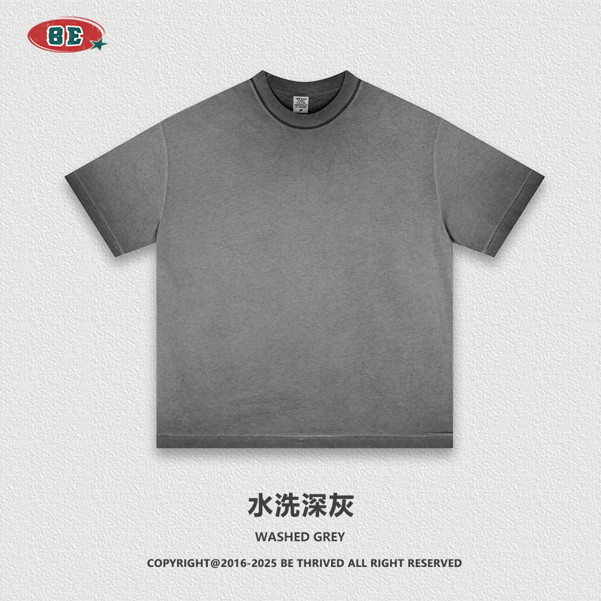 BE ropa de hombre | 2025 verano americano pesado anti-fondo frito estilo neutro camiseta de algodón de manga corta de gran tamaño personalizado para hombres