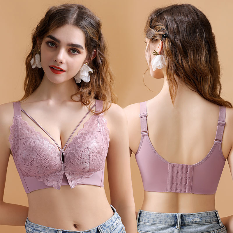 Plus size thin Full Cup underwear women's wireless push-up adjustable bra sexy lace breast cover wholesale
