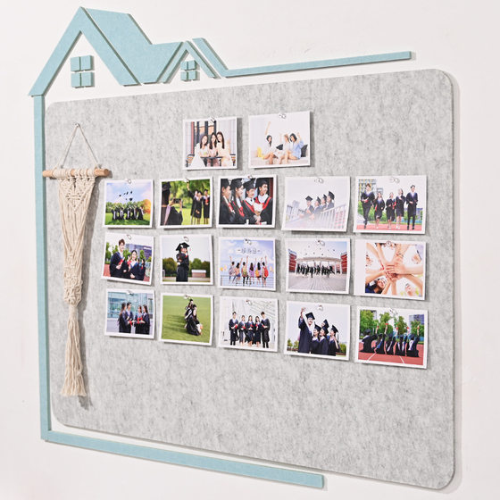 No-Hurt Wall Felt Board Wall Stickers Punch-Free Photo Wall Photo Frame Combination Message Board Bulletin Board Children's Works Display