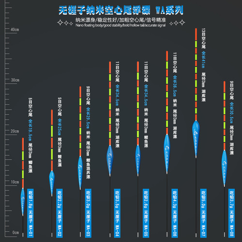 Thick hollow tail floating fish float, eye-catching thick tail, myopia fishing float, crucian carp polyculture buoy, long-range floating fishing gear
