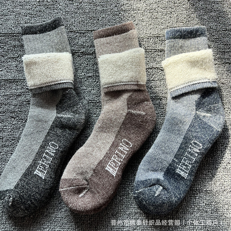 New Merino Wool Socks for Outdoor Hiking and Mountaineering, Thickened and Warm Ski Socks for Men and Women, Towel Socks Wholesale and Dropshipping