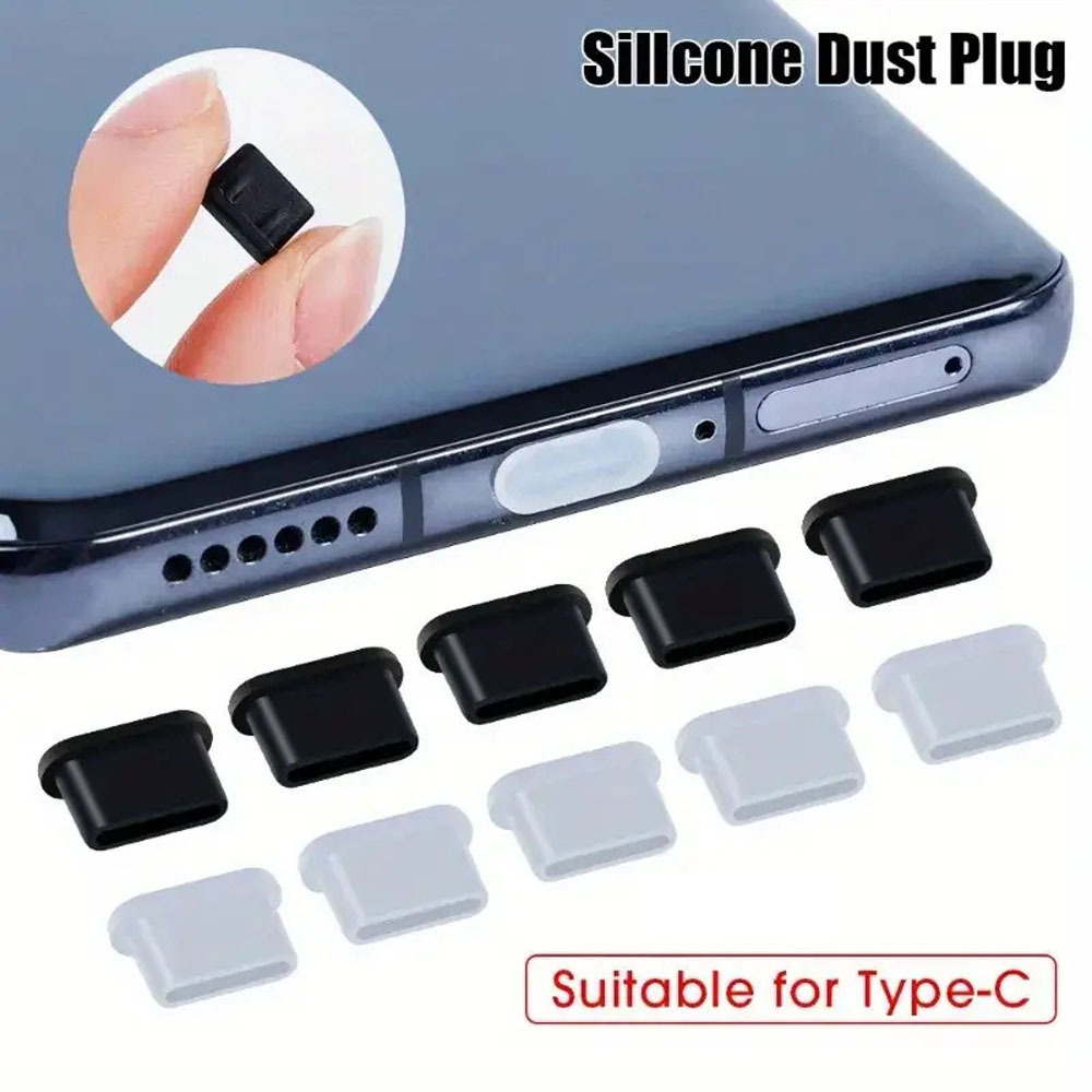 7'si 1 arada toz geçirmez set Tip-C veri portu USB toz geçirmez fiş cep telefonu şarj portu silikon toz geçirmez fiş fırça ile