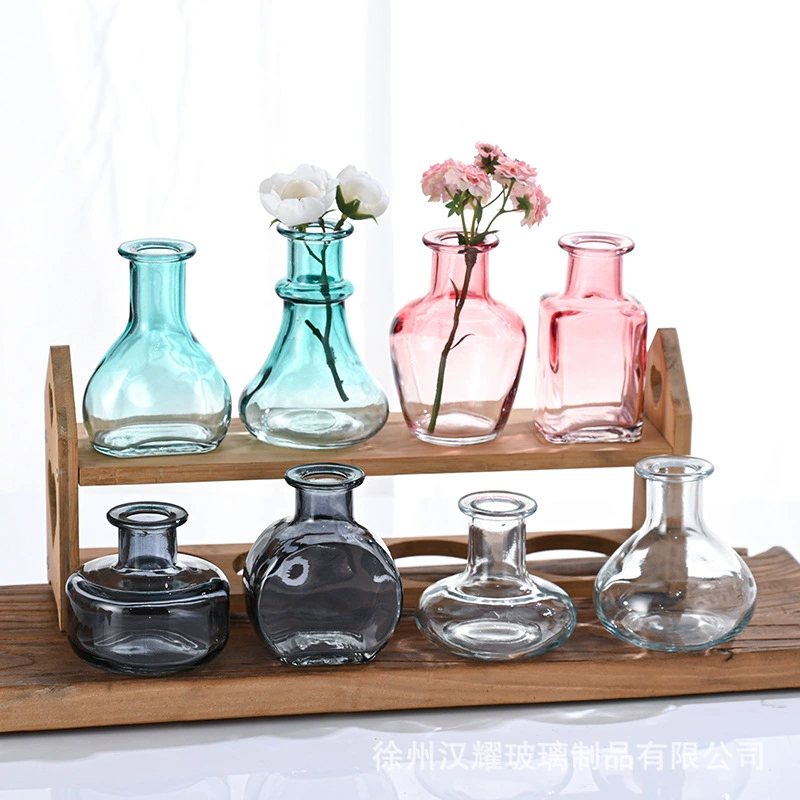 Кросс-бордерная ваза из витражного стекла, маленькая настольная гидропонная ваза для цветов и зеленых растений, декоративные украшения, распылительный цвет, готовый склад, оптовая продажа