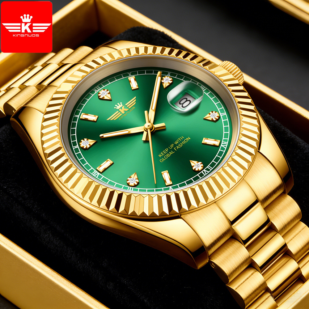 2026 New Cross-Border Elegant Men's Steel Band Calendar Luminous Waterproof Watch with Roman Numeral Scale, Dropshipping Available