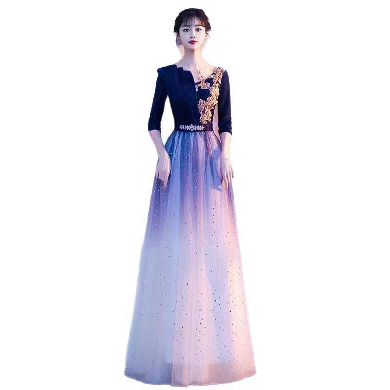 コーラスパフォーマンス服新しい大人の赤い歌コンクールイブニングドレス中高年コーラスパフォーマンス服高級学生|undefined