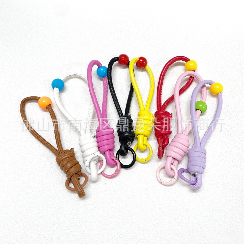 New Colorful Leather Cute Short Rope Bag Miu Lanyard Mobile Phone Key Accessories Bag Short Pendant Hand Rope