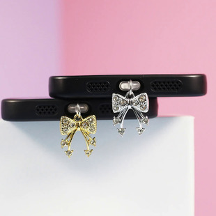 Rhinestone Bow Beautiful Phone Dust Plug Accessory Pendant P