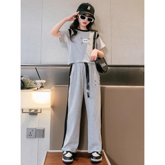 女童套裝夏款女孩炸街兒童洋氣時髦短袖夏裝女裝中大童運動兩件套