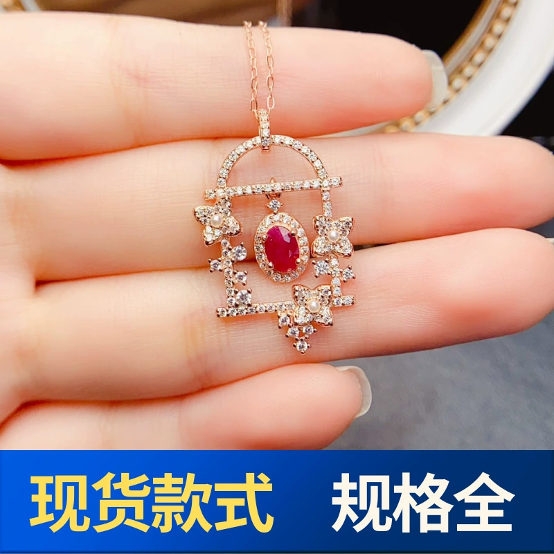 Новый кулон из натурального рубина S925, серебро, инкрустированный основной камень 4*6 мм, универсальные популярные модные женские украшения оптом