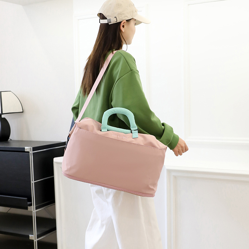 Nueva bolsa de viaje expandible, bolsa de viaje corto de gran capacidad para mujeres, bolsa de mano, bolsa de fitness ligera, separación seca y húmeda.