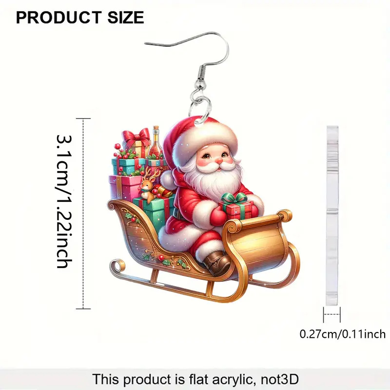 8g Weight 304 Stainless Steel Ear Needle Material 1 Pair Cute Retro Cartoon Santa Claus Arylic Unisex Drop Earrings Earrings