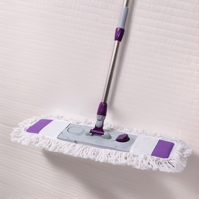 Large Flat Mop for Home Use, Cotton String Mop, Dual-Use for Dry and Wet, Wooden Board, Hands-Free Washing, Floor Cleaning Tool, Detachable and Washable