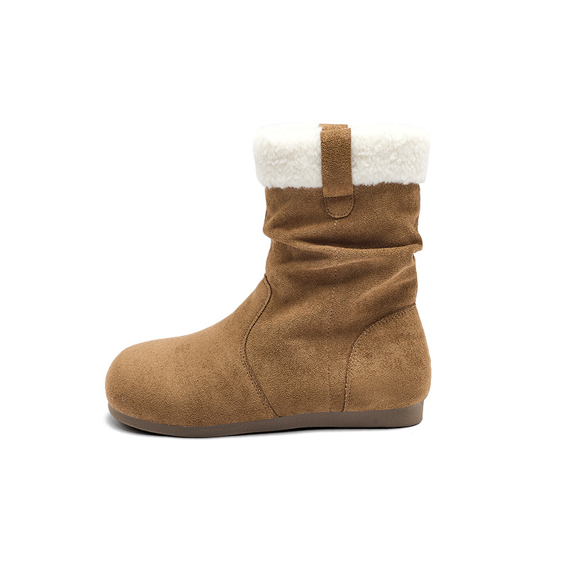 Botas de nieve de león antiguo para mujeres 2025, nuevo invierno de lana gruesa de pila Bocken botas cortas de tubo medio botas Martin