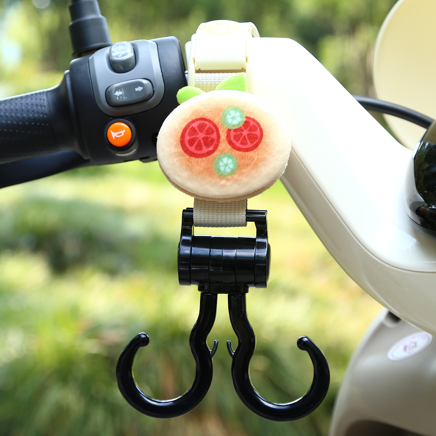 Other Electric Vehicle Accessories — Universal Double Hook - beige-double-hook-cute-hamburger-plush-extended-45cm