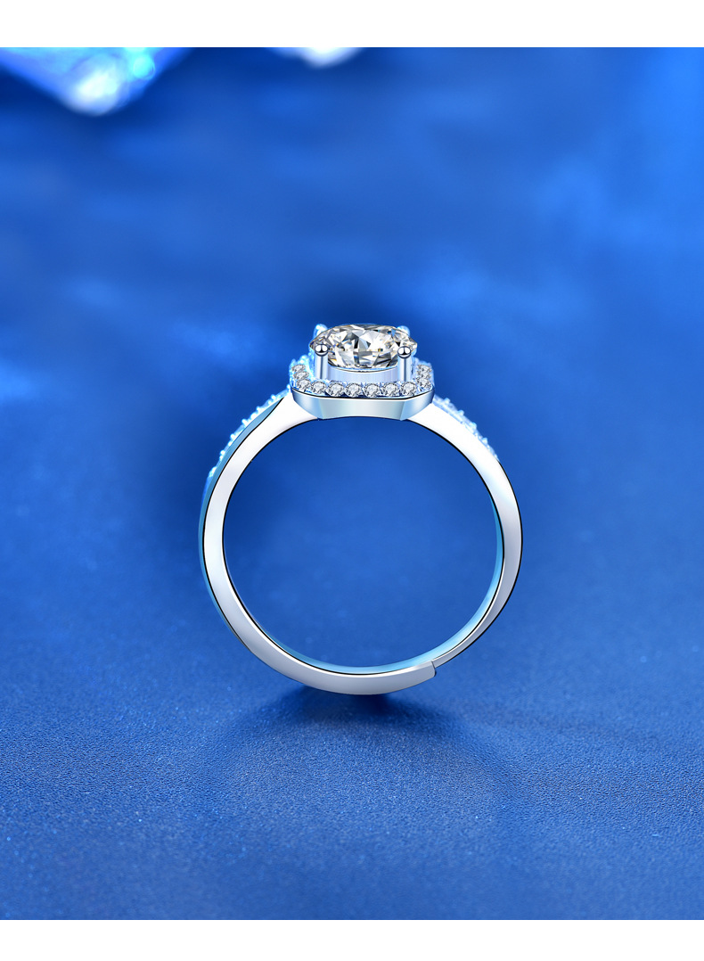 925 Sterling Silver Material Square Pattern All Seasons, Spring&Summer, Autumn&Winter Season Moissanite 925 Sterling Silver Open Ring Rings Square Long-Lasting Plated White Gold Plated Open Ring Rings