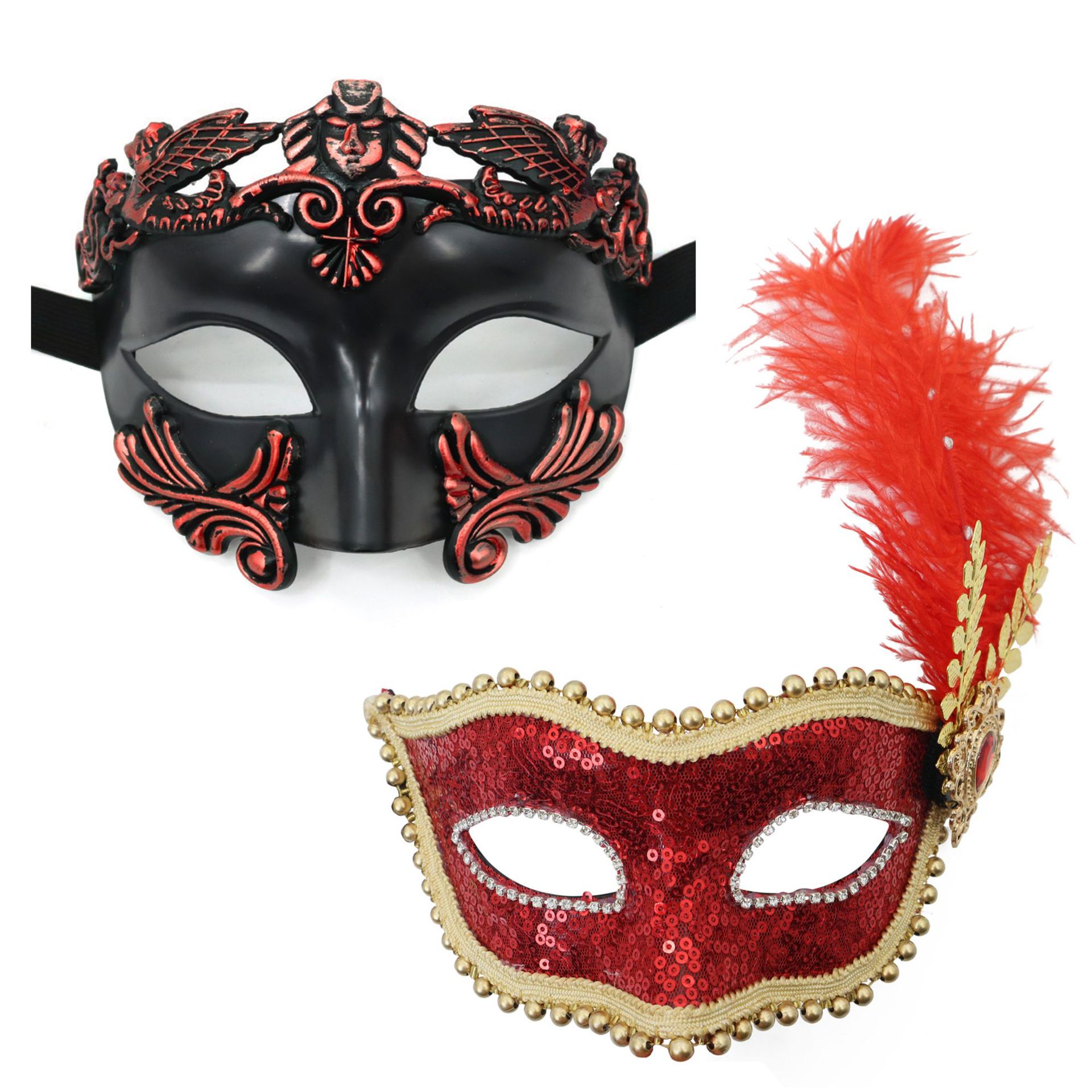 Amazon venta caliente carnaval borde lateral plumas metálicas mariposas retro máscaras de mitad de cara romana baile de maquillaje