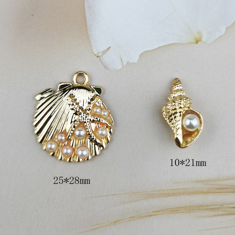10*21mm, 25 * 28mm Jewelry Making Size 10 PCS/Package 10*21mm 25 * 28mm Metal Pearl Conch Shell Polished Pendant