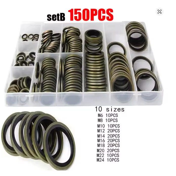 Amazon/TEMU трансграничная комбинированная прокладка, 150 шт., ремонтная коробка, прокладка для масляной трубки высокого давления, резиновая упаковка, прокладка 6-24