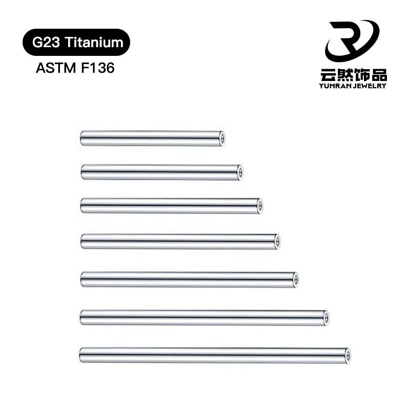 F136 Titanium Alloy Tongue Stud Straight Bar G23 Titanium Alloy Double-Ended Threaded Lip Stud Ear Bridge Piercing Jewelry Accessories