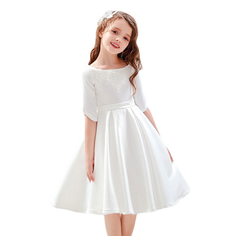 El comercio exterior de Europa y América Amazon AliExpress deseo simple y cómodo satén flor niña vestido de fiesta de cumpleaños vestido de princesa